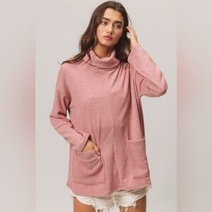 BiBi Piper Rib Double Pocket Turtle Neck Sweater